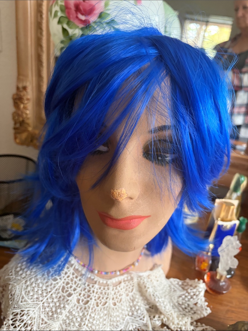 Electric Blue Short Layered Women's Wig - Unbranded